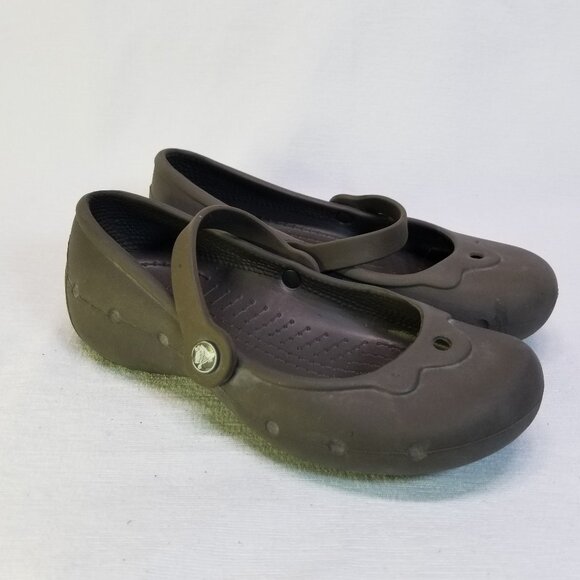 Crocs Toddler Slip On Mary Jane Shoes Size 12/13 (Child) Brown Kids Girls - Picture 1 of 11
